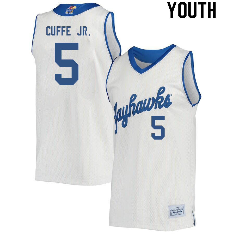 Youth #5 Kyle Cuffe Jr. Kansas Jayhawks College Basketball Jerseys Sale-Retro
